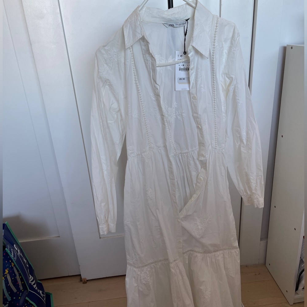 Zara White Long Sleeve Dress